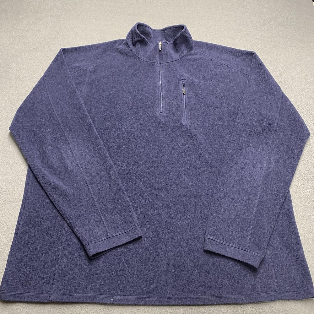 L.L.Bean Fleece Pullover Mens‎ XXL Tall Blue Quarter Zip Pocket Microfleece